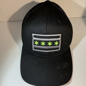 Chicago City Flag Embroidered Patch SnapBack Black Grey Green Mesh Trucker Hat